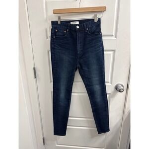 MOUSSY VINTAGE Women High Rise Skinny Jeans Dark Indigo Blue Japanese Denim